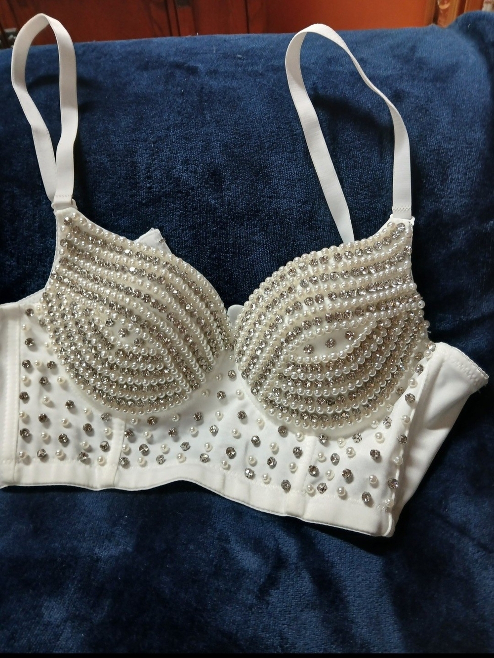 Women's Embellished White Bra Top